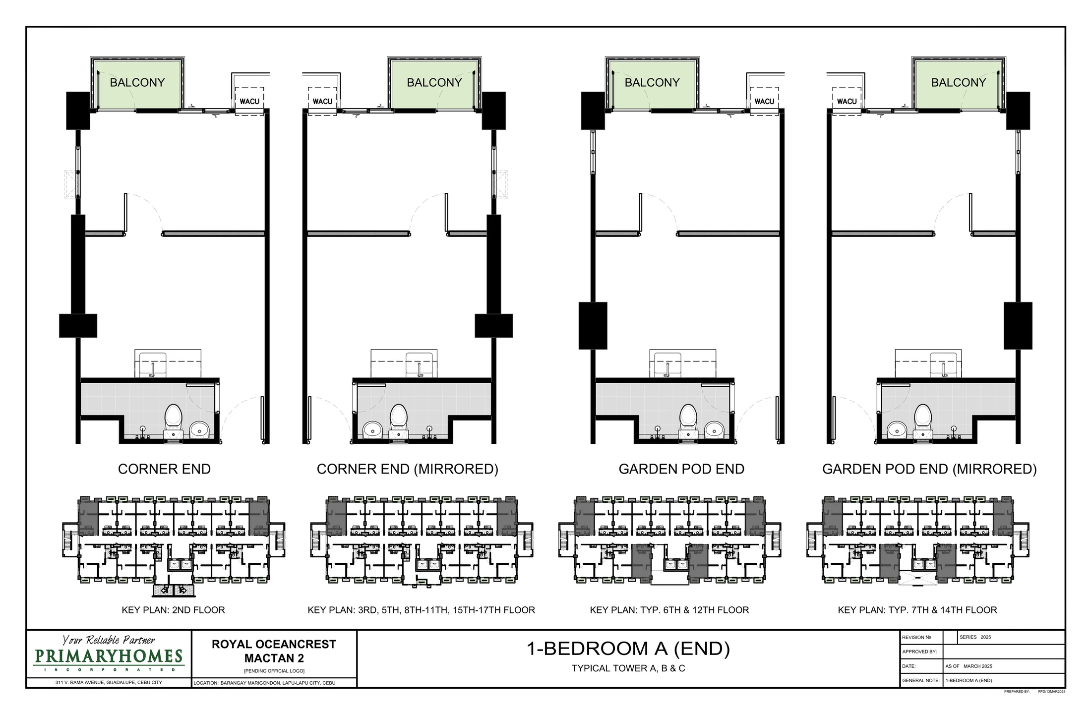 Royal Oceancrest Mactan 2 1 Bedroom A · End / Garden Pod End floor plan