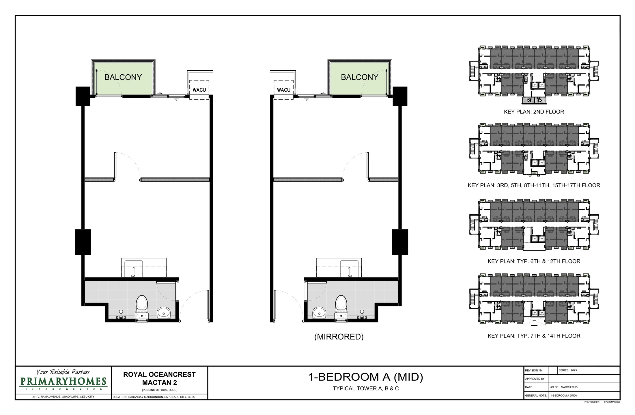 Royal Oceancrest Mactan 2 1 Bedroom A · Mid floor plan