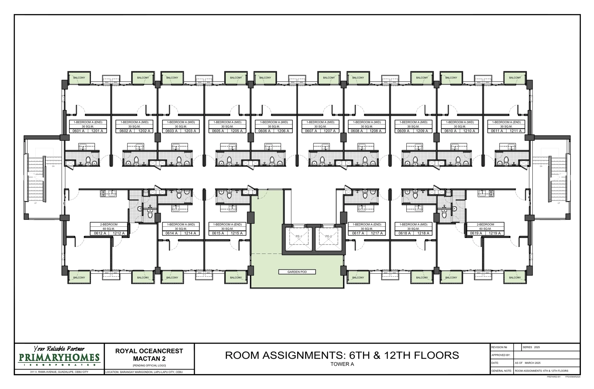 Royal Oceancrest Mactan 2 Tower A · Garden Floors 6 & 12